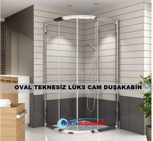 Lüks camlı teknesiz oval duşakabin